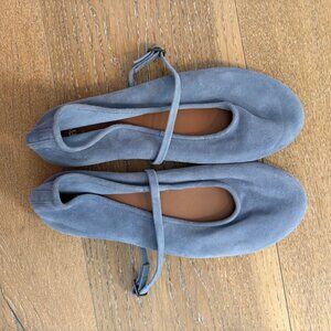 Zara Soft Suede Ballet Flats in Blue